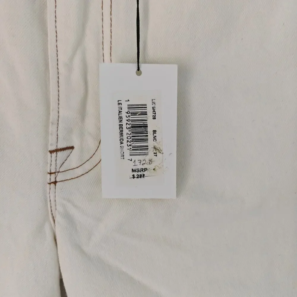NWT FRAME Le Italien Bermuda Denim Shorts Blanc Cream Size 27 $288
